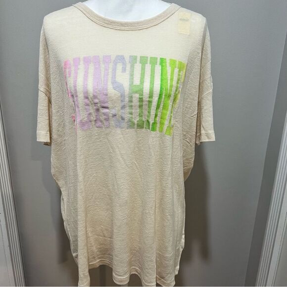 NWT Aerie Linen Blend sunshine Tee Tshirt sz Medium Relaxed Fit womens - Picture 3 of 8